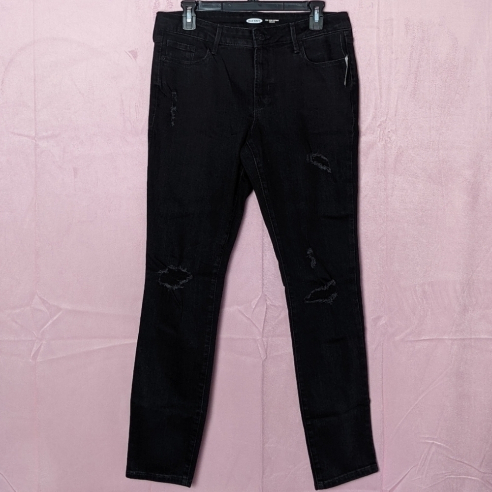 Old Navy Black Pop Icon Mid Rise Skinny Jeans in Black size 8